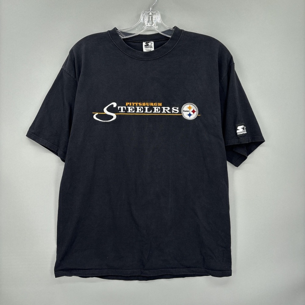 Vintage Pittsburgh Steelers Shirt Mens Large Black NFL Football Starter 90s USA